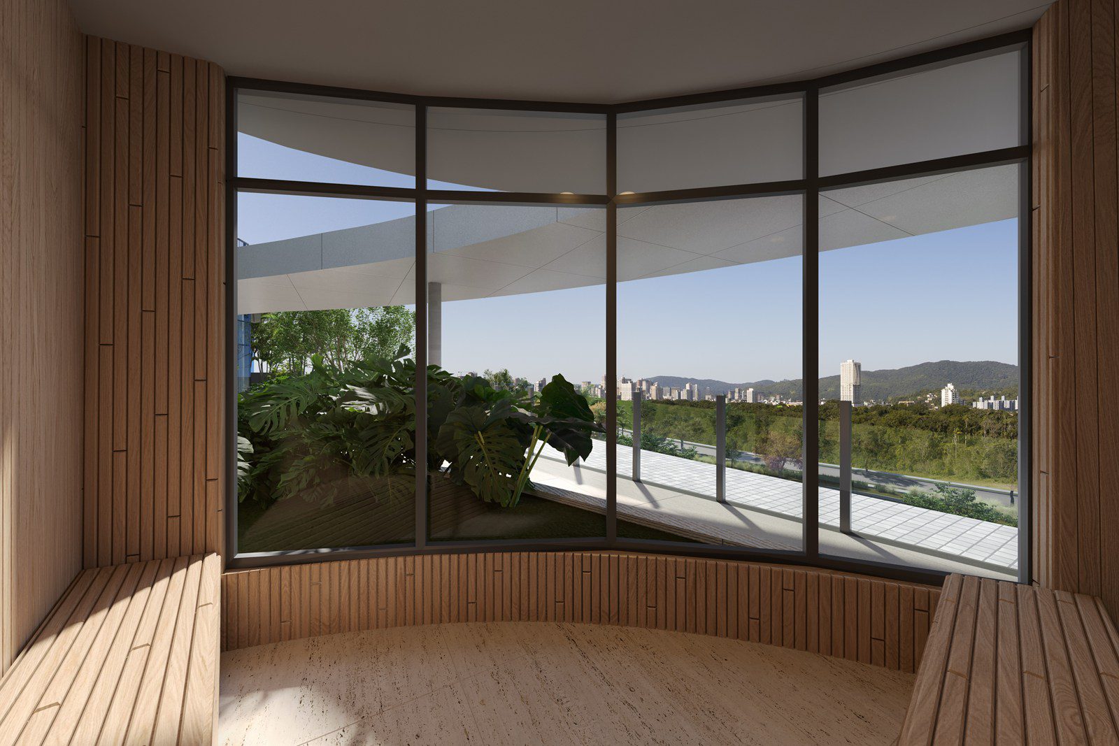 Piscina coberta com sauna